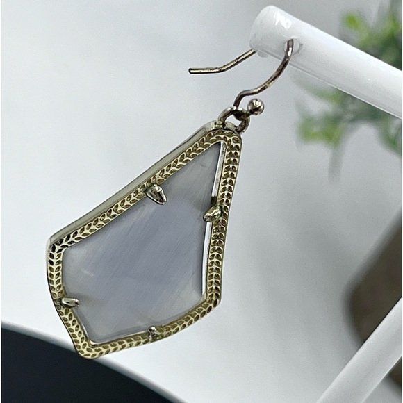 Kendra Scott Alex Slate Cat’s Eye 14K Gold Plated French Wire Earrings - Picture 7 of 12